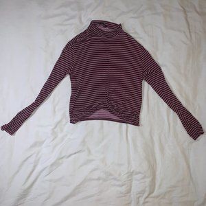 Burgundy Striped Turtleneck